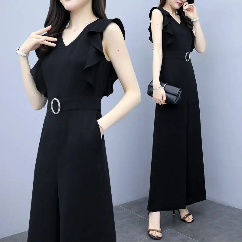 Женский комбинезон без рукавов в Корейском стиле с широкими штанинами и принтом