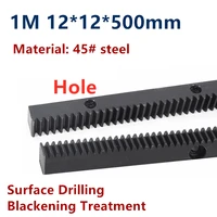 1pc 1m 1212500mm 1pc 23t25t pinion spur rack hole distance 100mm 1 mod straight rack finished hole side punching drilling