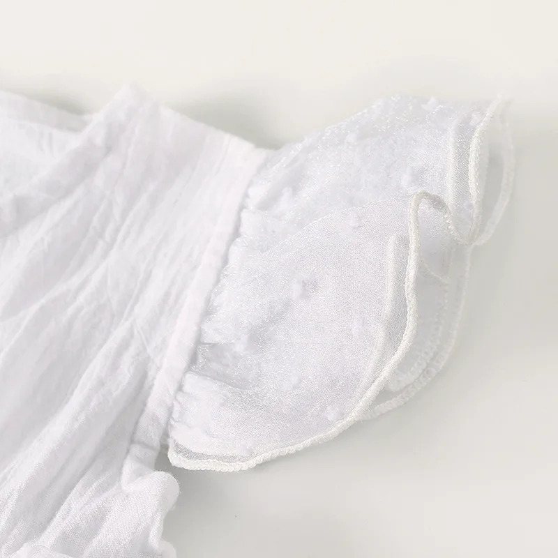 Детский комбинезон для новорожденных летняя хлопковая Милая Кружевная белая