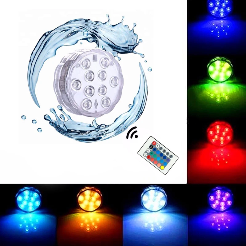 RGB светодиодный водонепроницаемые светильники для бассейна 10 цветной мигающий