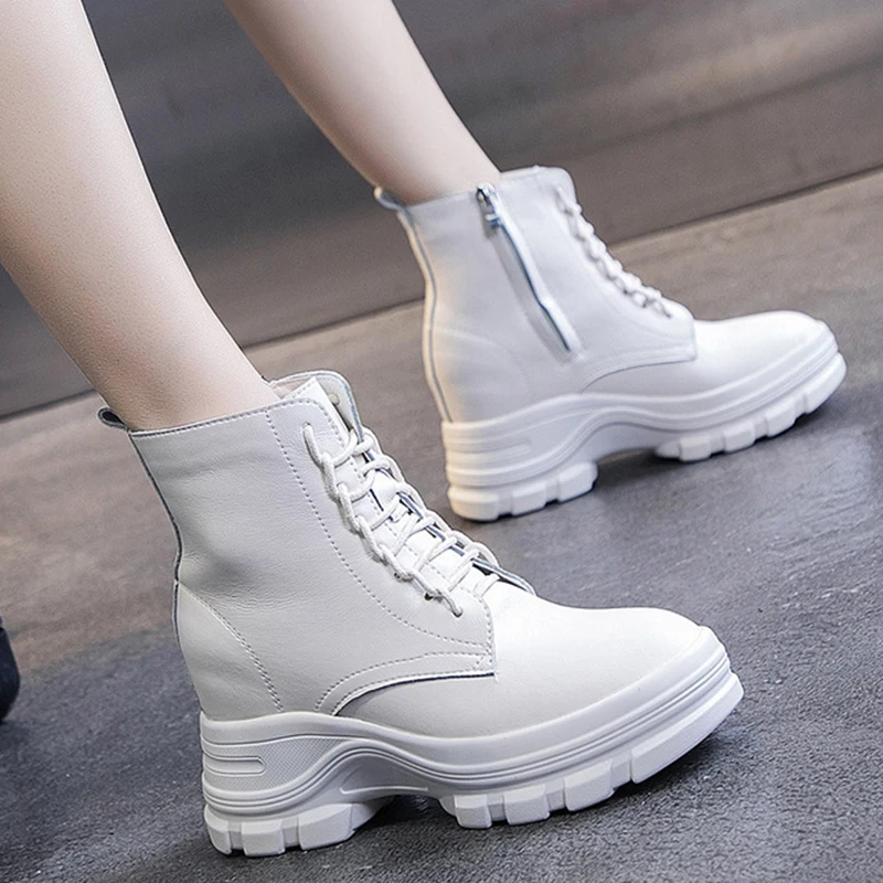 Женские ботильоны из натуральной кожи Сезон осень-зима ботинки на скрытом