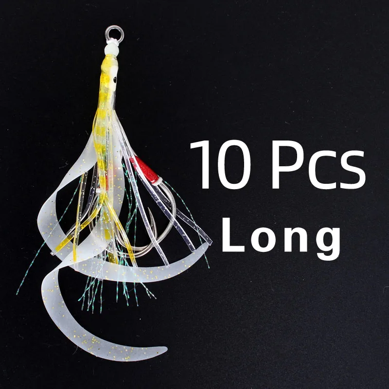 10 Pcs Long Leaddeers, 10 шт./лот, Япония, новинка, медленный джиг, крючки, светящиеся, Gamakatsu, рыболовные крючки для соленой воды, светящиеся лазерные рыболовные крючки, 2/0-5/0 - Цвет: 10 Pcs Long