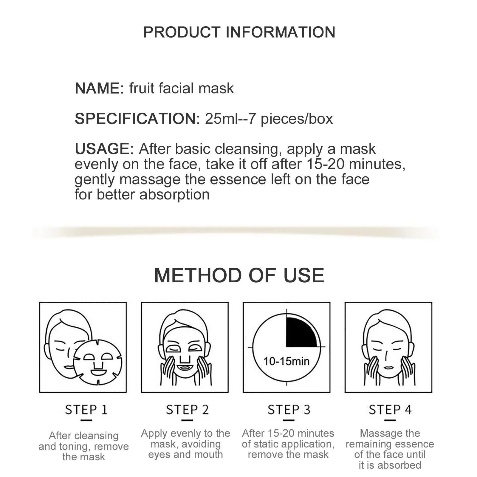 

25ML Fruit Facial Mask Moisturizing Moisturizing And Rejuvenating Facial Mask Oil Control Whitening Deep Hydration Women Mask