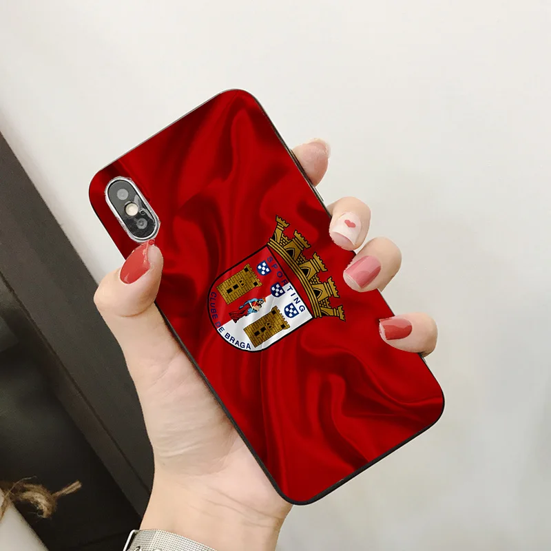 Чехол для телефона спорта Braga FC чехол Iphone DIY Рисунок черный мягкий из ТПУ X XR XS MAX 7 8