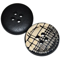 new 30pcslot 20mm black round bulging laser wooden buttons sewing scrapbooking for clothes hat handmade 4 holes wood button