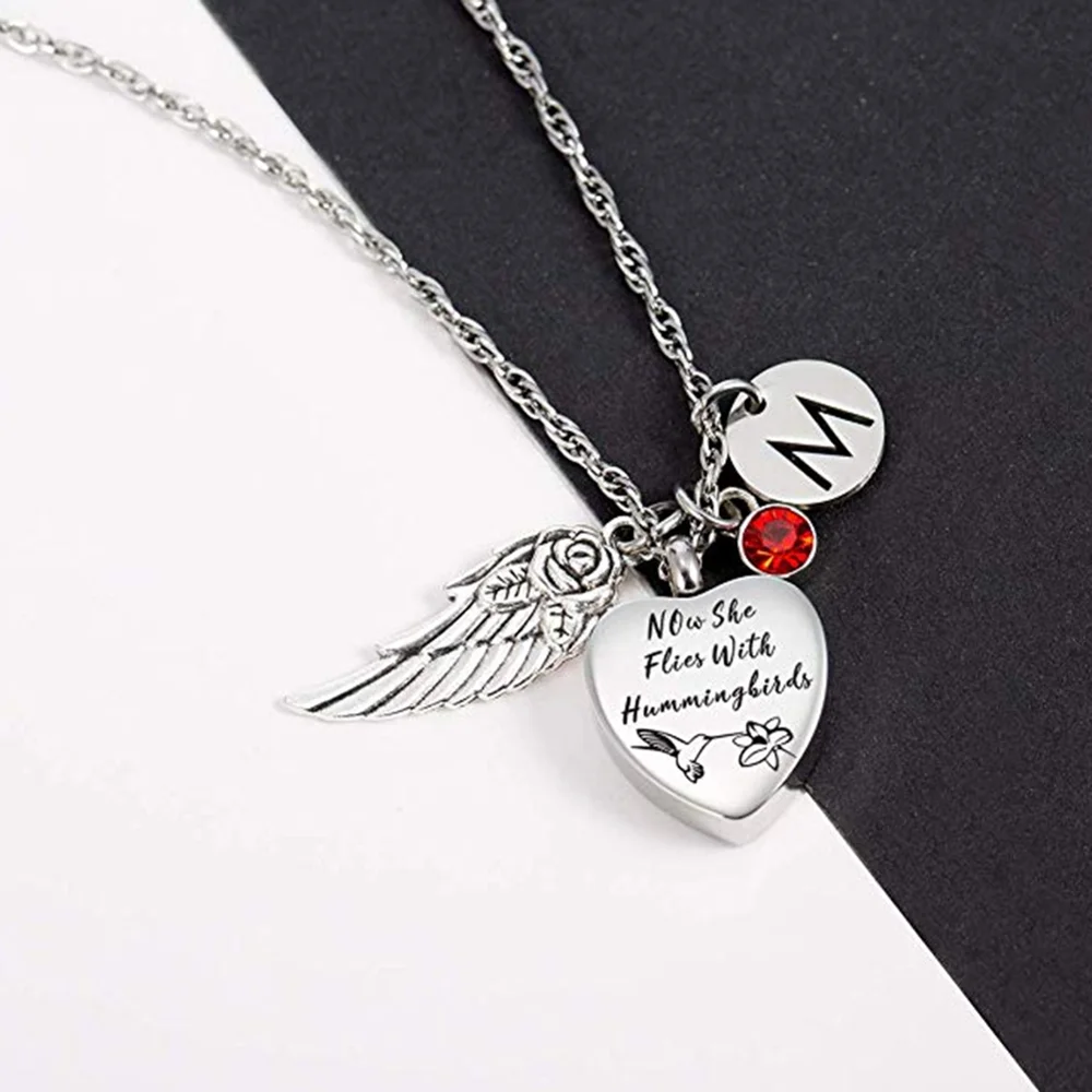 Ювелирные изделия из нержавеющей стали ожерелье с урной для праха Колибри камнем