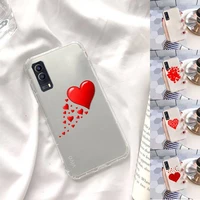 cartoon cute love heart red phone case transparent for vivo x 60 50 30 27 23 21 20 9 pro plus s i soft tpu clear mobile bags