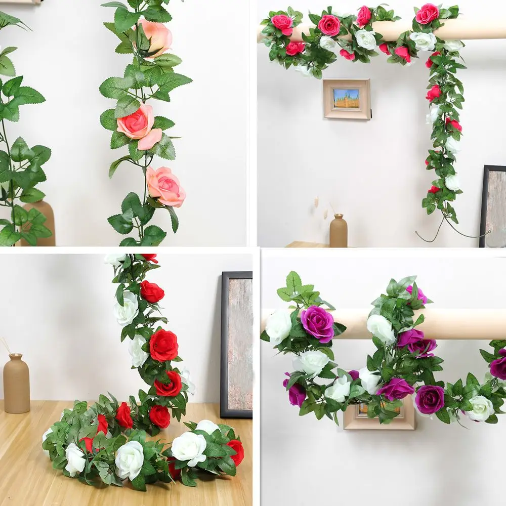 250CM/lot Ivy Vine DIY Artificial Rose Silk Flower Green Leaves Garland Photography Props Garden String Wedding Party Decor | Дом и сад