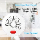 Смарт-детектор газа Tuya, Wi-Fi датчик утечки газа, природного газа, метана, болотного газа, с звуковым сигналом и управлением через приложение