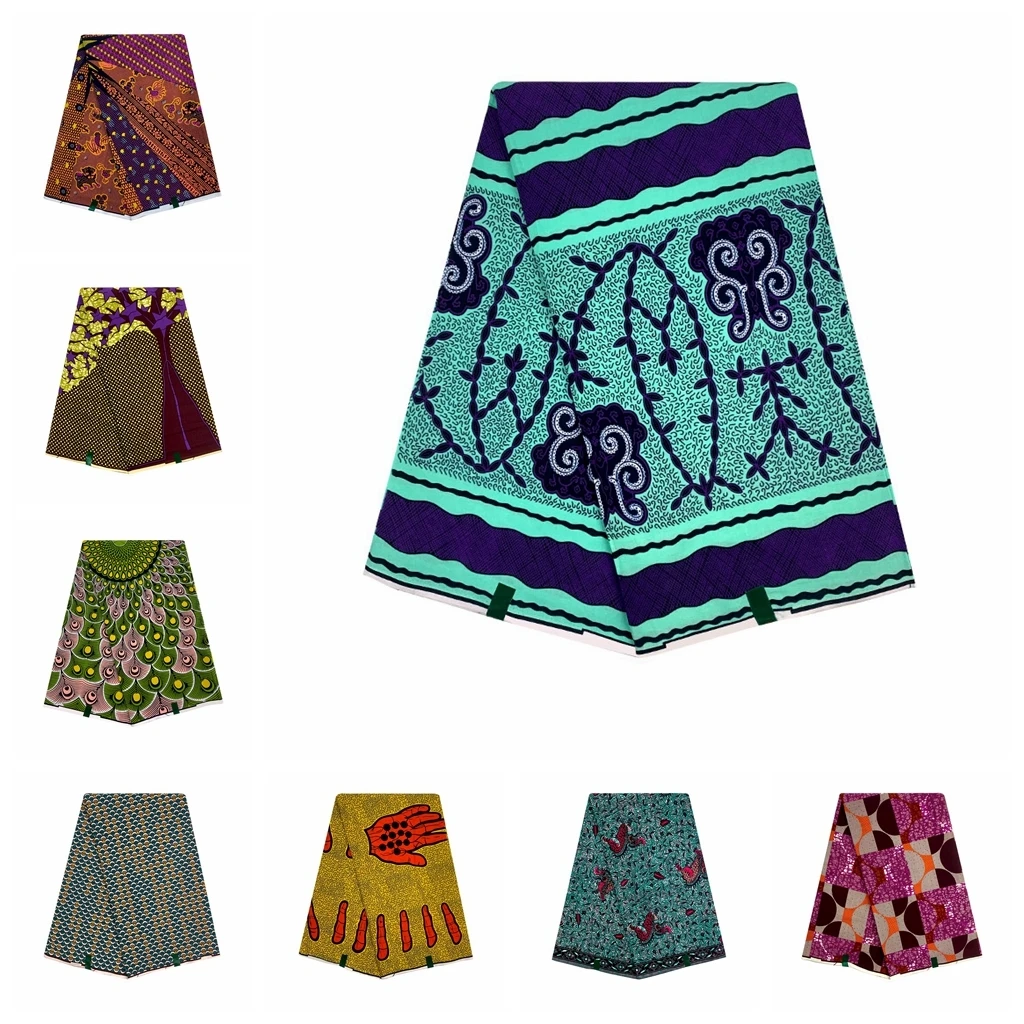 

Африканская восковая Ткань, 100% хлопок, высокое качество, африканская восковая ткань с принтом, воск Анкары для шитья, Женская Ткань 6 ярдов