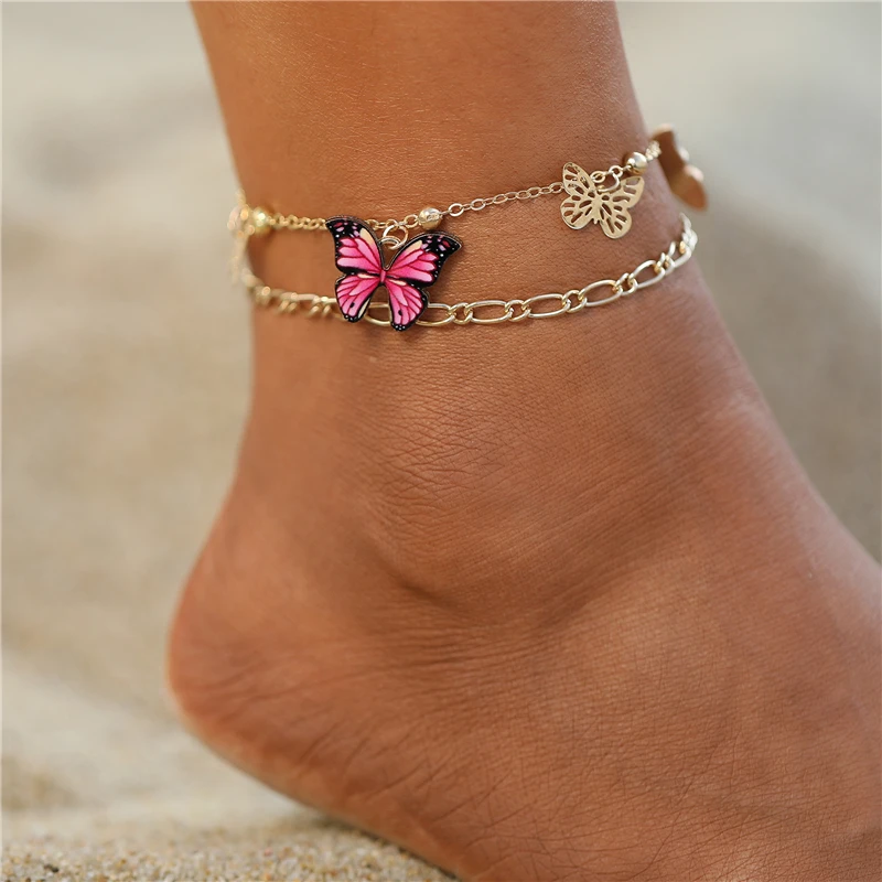 Браслет на лодыжку Женский с бусинами в богемном стиле 17 км летний пляжный