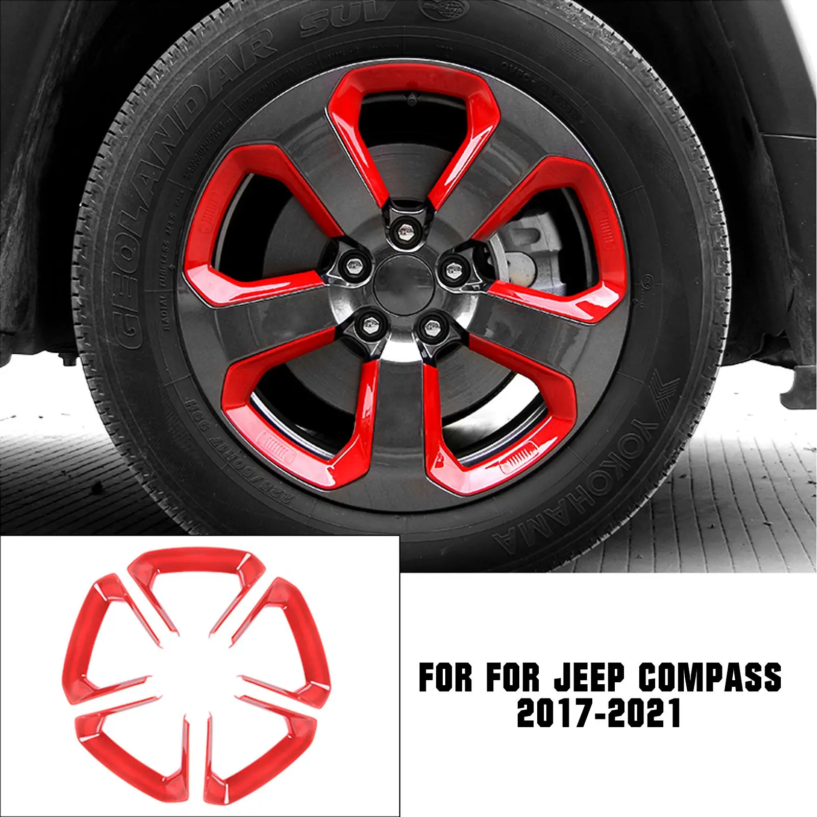 

Подходит для Jeep Compass 2017-2021 ABS красное колесо ступицы кольцо наклейка крышка отделка 20 шт.