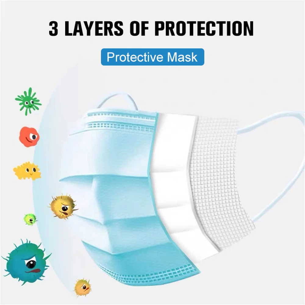 Medical Disposable 3 Layers Mask Filtration Cotton Dustproof Facial Protective Cover Anti-Dust Earloop Face Surgical Masks | Красота и