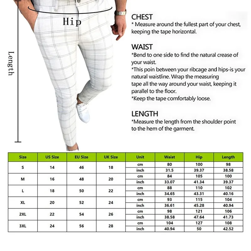 

Plaid Men Pants Skinny Pants Men's Clothing Pantalon Trousers Pencil Pants Male Ropa Hombre Streetwear Smart Casual Pants