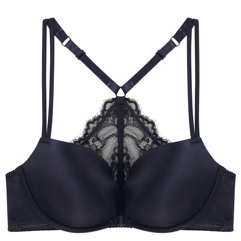 

E lovegirl Black Sexy Deep V Cup Bras For Women Push Up Lingerie Bra No Steel Ring Bra Beauty Back 5/8 Cup Female Underwear