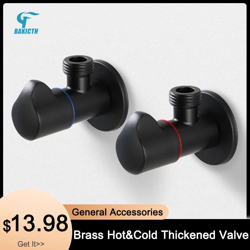 

Bakicth Bathroom Angle Filling Valve Faucet Black Stainless Steel Kitchen Cold Hot Mixer Taps Accessories Standard G1/2 Threaded