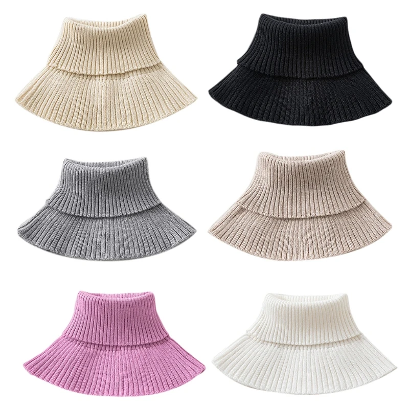 

Ribbed Knit Fake Collar Winter Detachable Sweater Turtleneck Dickey Neck Warmer X5XA