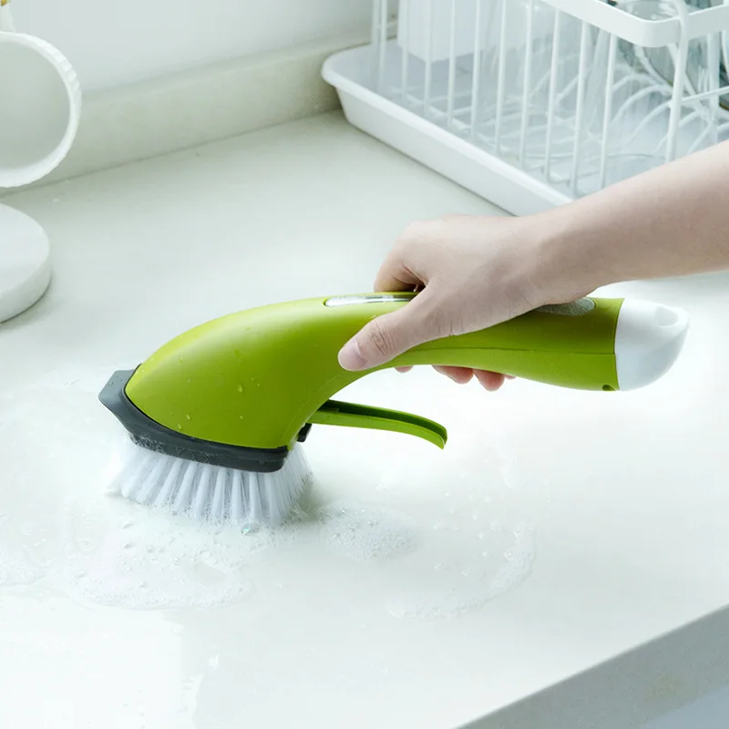 

Кухонная щетка для мытья посуды с длинной ручкой, многофункциональные щетки для мытья ванной комнаты, автоматический диспенсер жидкости, к...