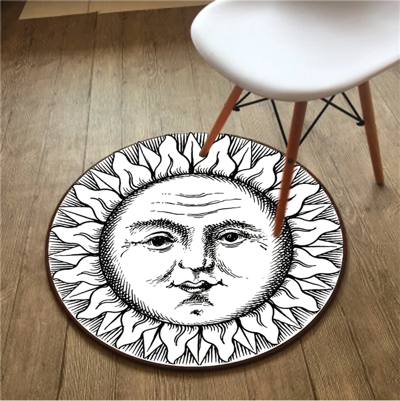 Kopen Starry Zon En Maan Kleed Yoga Mat Voor Oefening Bar Woonkamer Ronde Tapijt Artistieke Floor Mat Lady Nachtkastje Tapijten Kat Hond Kussen