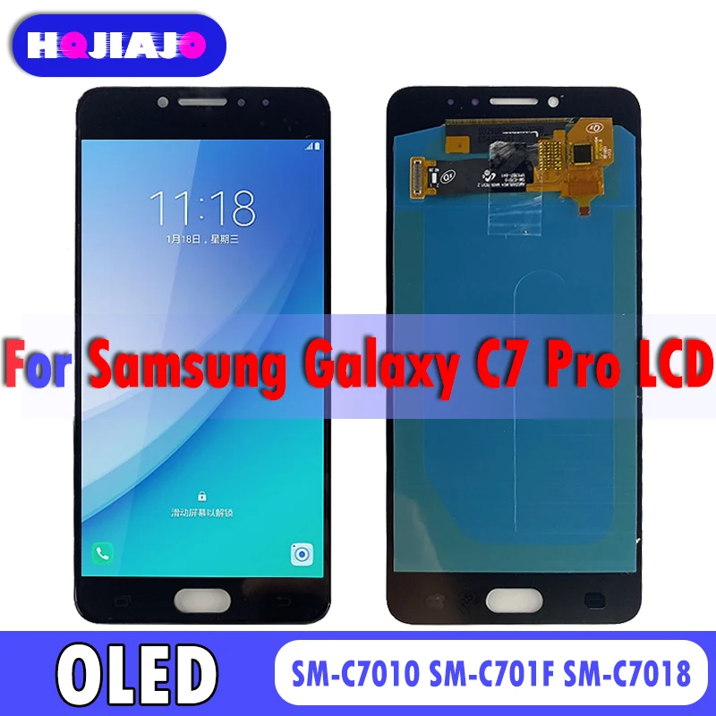 Сенсорный ЖК-экран 5 7 ''OLED для Samsung Galaxy C7 Pro C7010 дигитайзер зеркальный