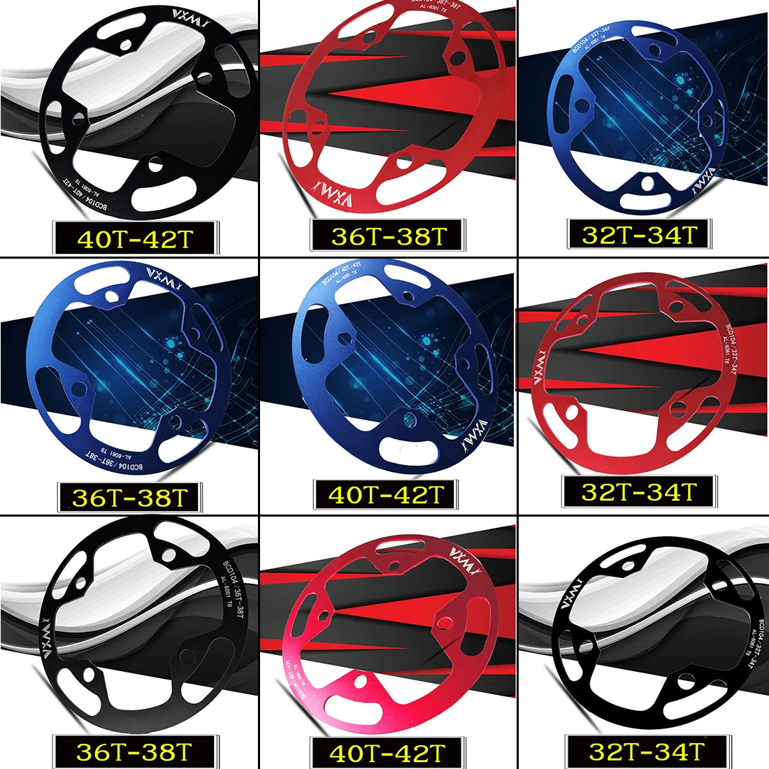 

Chain Chainring Cover Aluminum Alloy Component Parts 104BCD 32T/36T/40T