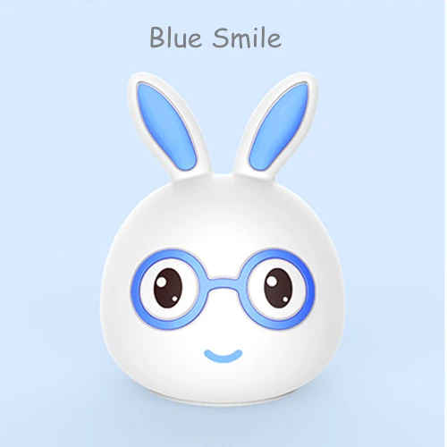 Blue Smile Силиконовый смарт-Кролик USB Перезаряжаемые светодиодный Ночной светильник сенсорный Сенсор 7 цветов кролик Спальня прикроватная лампа для Для детей малышей - Испускаемый цвет: Blue Smile