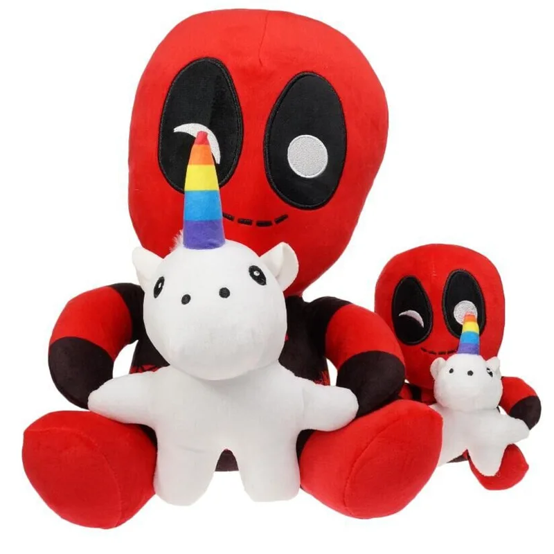 Плюшевые игрушки Дэдпул 30 см версия Q с единорогами мягкие куклы аниме Уэйд