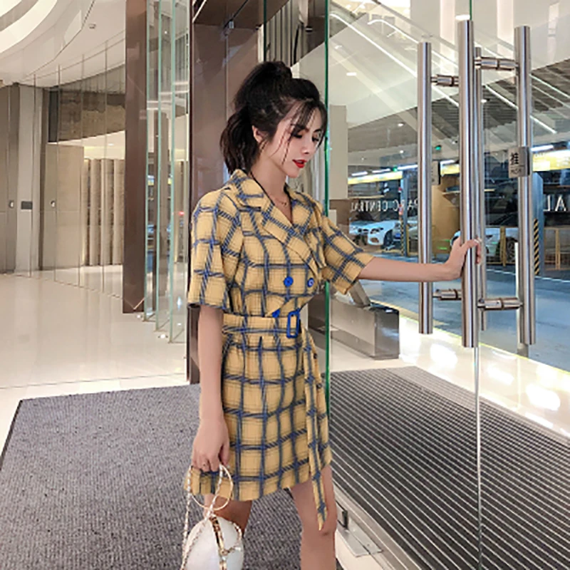 Комбинезон женский летний клетчатый с широкими штанинами и высокой талией