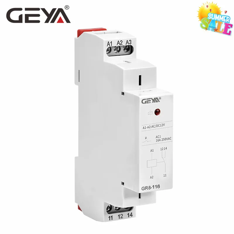 GEYA GR8 Din Rail 12 в вспомогательное реле промышленное управление мини промежуточное