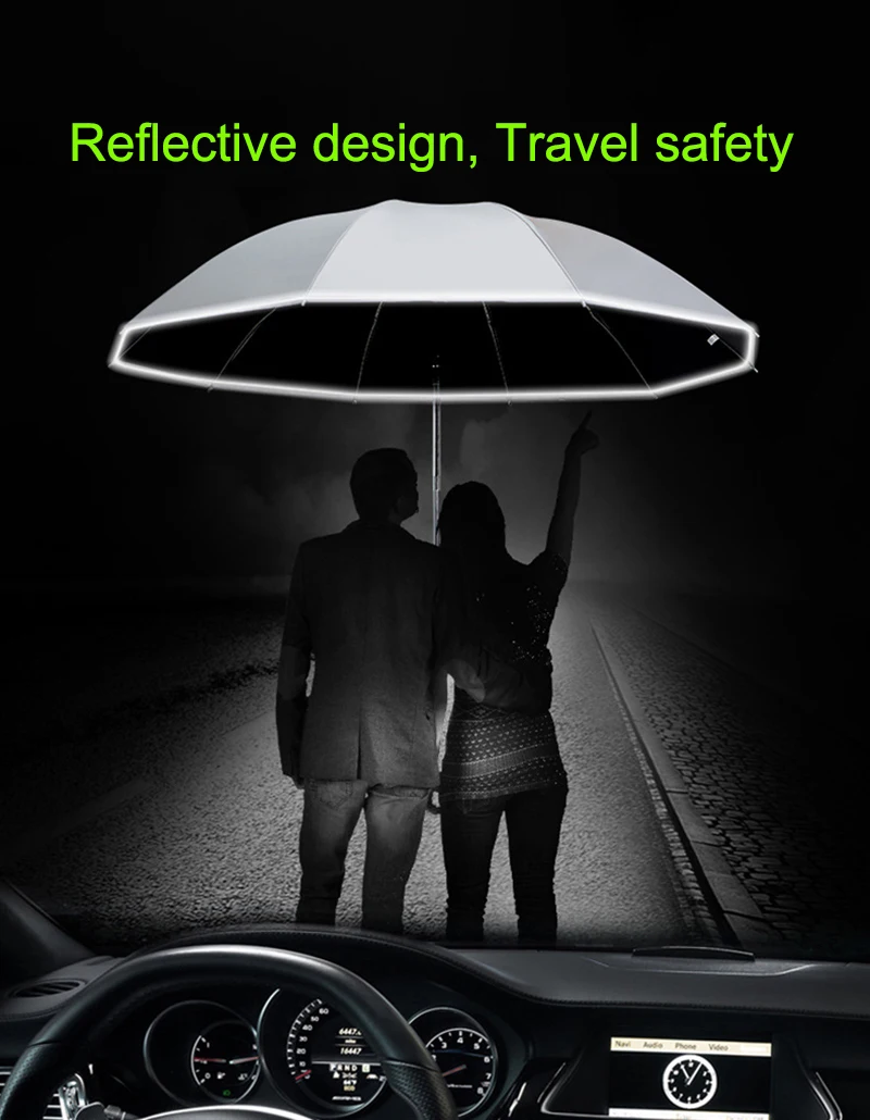 

Бизнес Титан серебряный зонтик мужской ветрозащитный 10K автоматический обратный отражающий складной зонтик для дождя женщин гольф зонтик