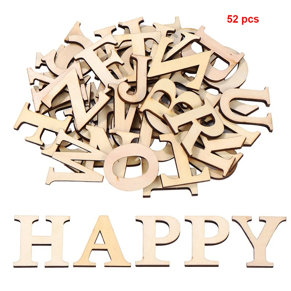 52pcs/set Mixed Arts Crafts Scrapbooking Decoration Numbers Wooden Letters Home DIY Alphabet Patchwork Word Handmade Educational | Дом и сад