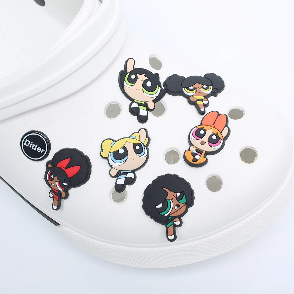 6PCS/lot Cartoon Animation PVC Shoe Charms Accessories DIY Shoe Decoration For Croc Jibz Kids Favor Kawaii Cute X-mas