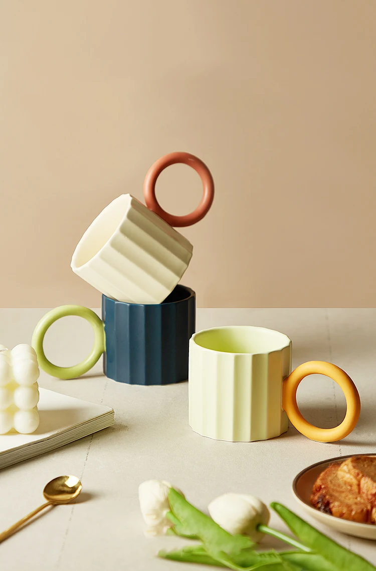 

Ceramic Coffee Mug Creative High Grade Breakfast Cup Portable Big Handle Household Office Couple's DrinkWare