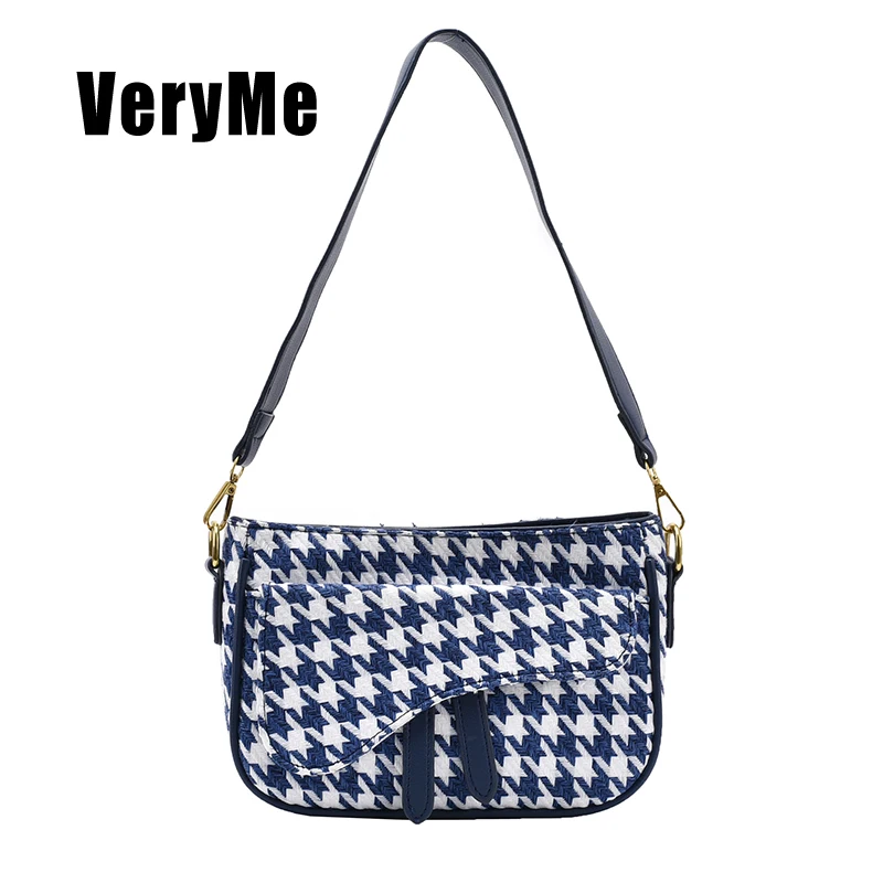 

VeryMe Fashion Plaid Small Subaxillary Bags All-Match Wide Shoulder Strap Crossbody Pack Quality Women's Handbag Bolsos De Mujer