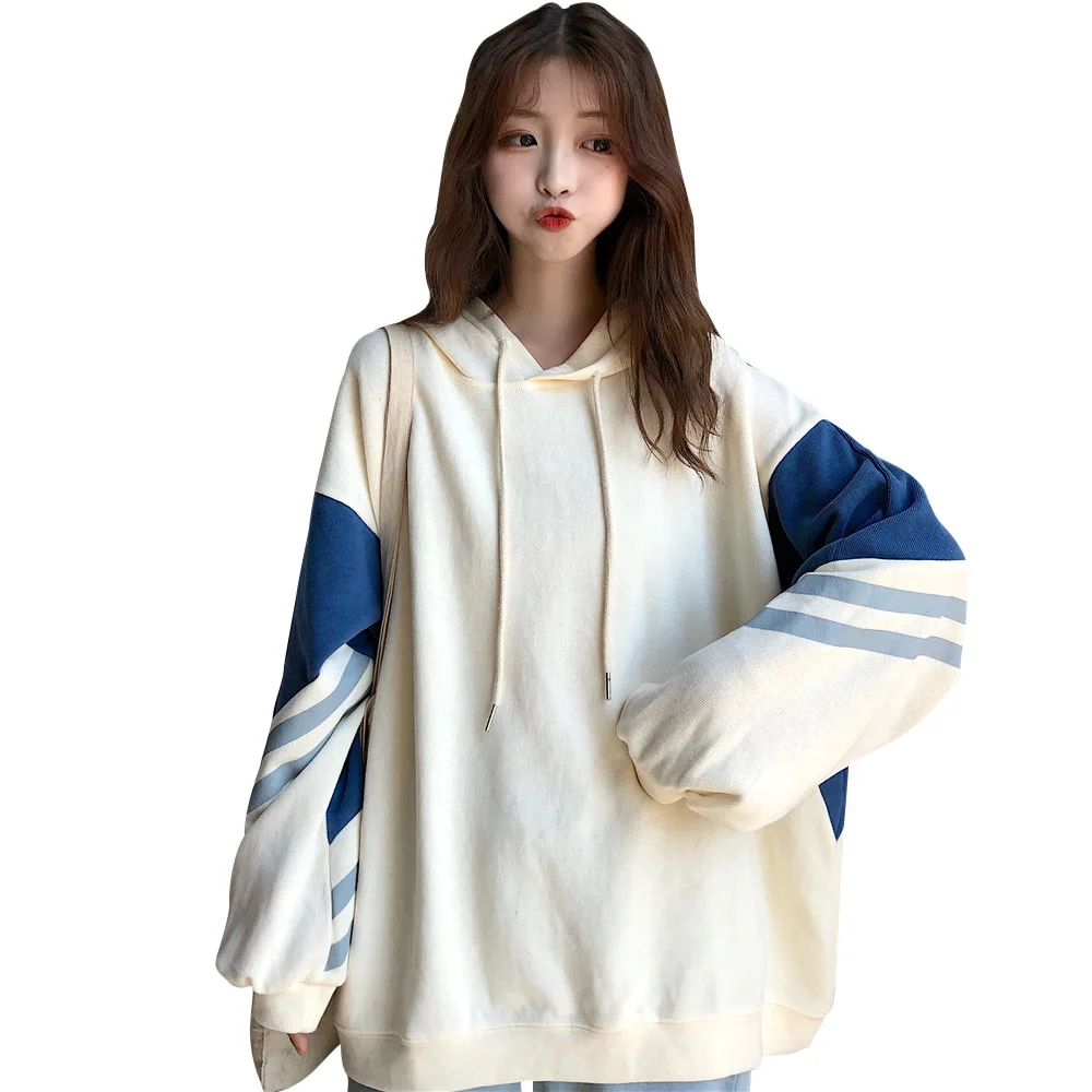 

Streetwear Hoodies Women Sweatshirt Autumn Long Sleeve Hoodies Harajuku Hooded Cute Striped Sweatshirt Women Sudadera Mujer