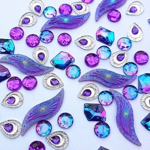 purple Смешанный набор из 145 предметов, блестящие фиолетовые стразы для одежды, камни и кристаллы, пришивные стразы для свадебного украшения одежды - Цвет: purple