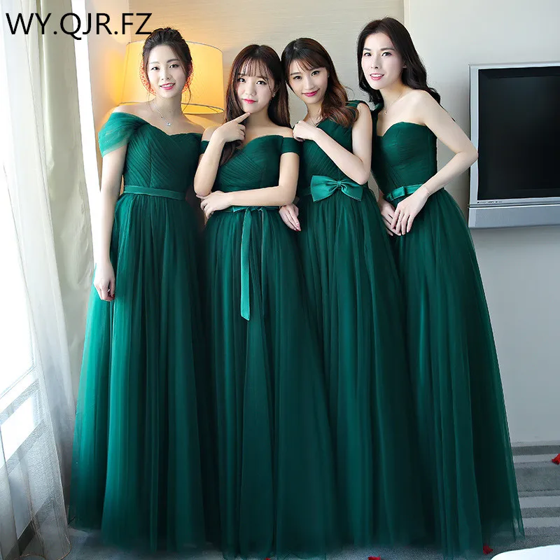 BSHS-8075# черно-зеленое платье подружки невесты; длинное платье для свадебной вечеринки на шнуровке; рождественское платье на выпускной; Недорогое Платье для девочек;