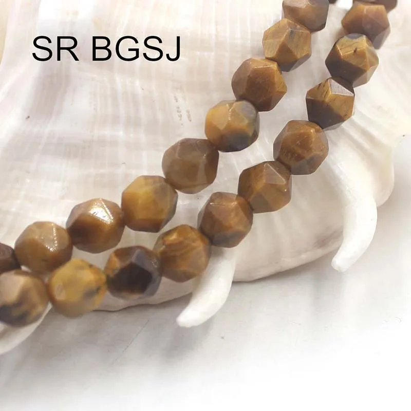 

Free Shipping 6mm 8mm 10mm Faceted Round Polygonal Yellow Tiger Eye Natural Stone Craft Beads Strand 15"