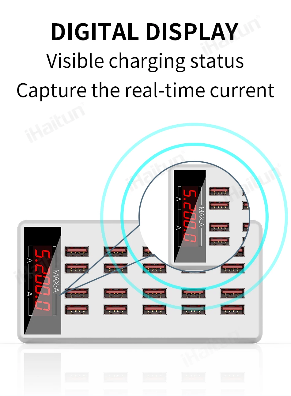IHaitun 100 Вт 20A USB зарядное устройство светодиодный дисплей Быстрая мульти док-станция мощный Настольный быстрый адаптер для iPhone 11 Pro Max мобильный телефон