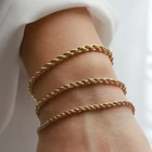 Очаровательные браслеты из витой веревки для женщин, браслеты из нержавеющей стали с регулируемой длиной