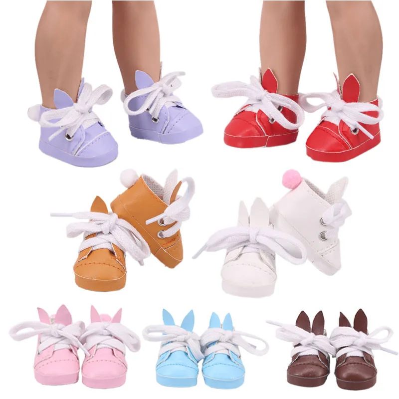 

5CM Shoes Cute Bunny Ears Solid Color For14.5Inch &1/6BJD Doll Fashion Casual Daily Wear Our Generation Girl Toys Christmas Gift