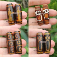 1piece around 12 15x35 40mm natural material old ancietn tibet dzi agate beadsmany pattern lucky symbolpowerful amulet