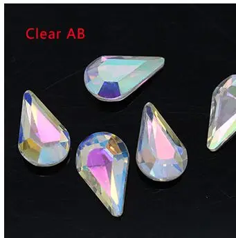 clear ab 30p 5x8 мм каплевидный цвет точка фольгированный назад стеклянный модный Камень Кристалл Стразы капелька дизайн ногтей украшения ювелирных изделий - Цвет: clear ab