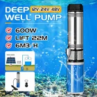 Новый водяной насос на солнечной батарее, 22 м, 12 В, 24 В, 48 В, 600 Вт, насос для глубоких скважин с высоким подъемом, погружной насос с винтом постоянного тока для сельскохозяйственного орошения, сада, дома