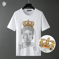 casual cotton solid bead piece embroidered printing short sleeve t shirt plus size summer street men jacket