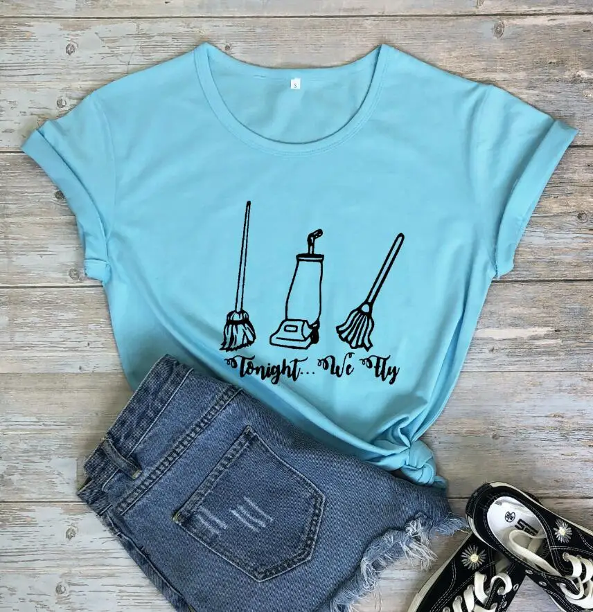 Футболка we fly с забавным графическим принтом ведьмы женская модная Винтажная