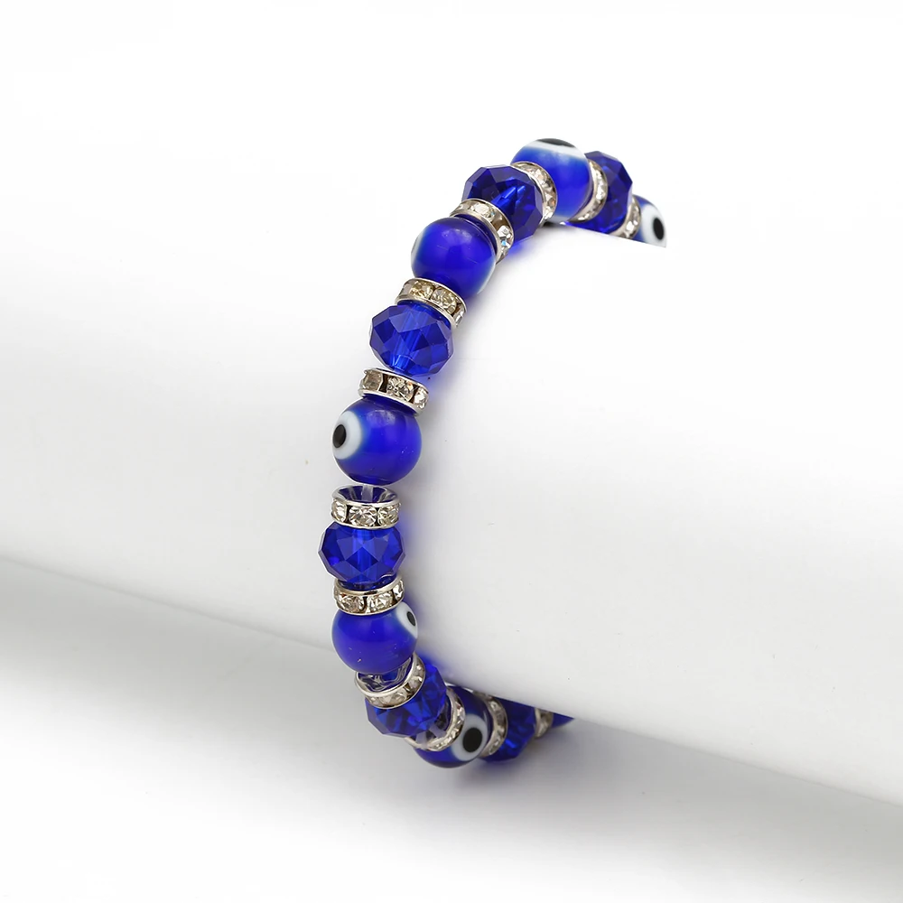 MEIBEADS 1 шт. модные синие Турецкий Дурной глаз браслеты с подвесками стеклянные хрустальные бусины браслет для женщин девочек эластичные ювелирные изделия ручной работы