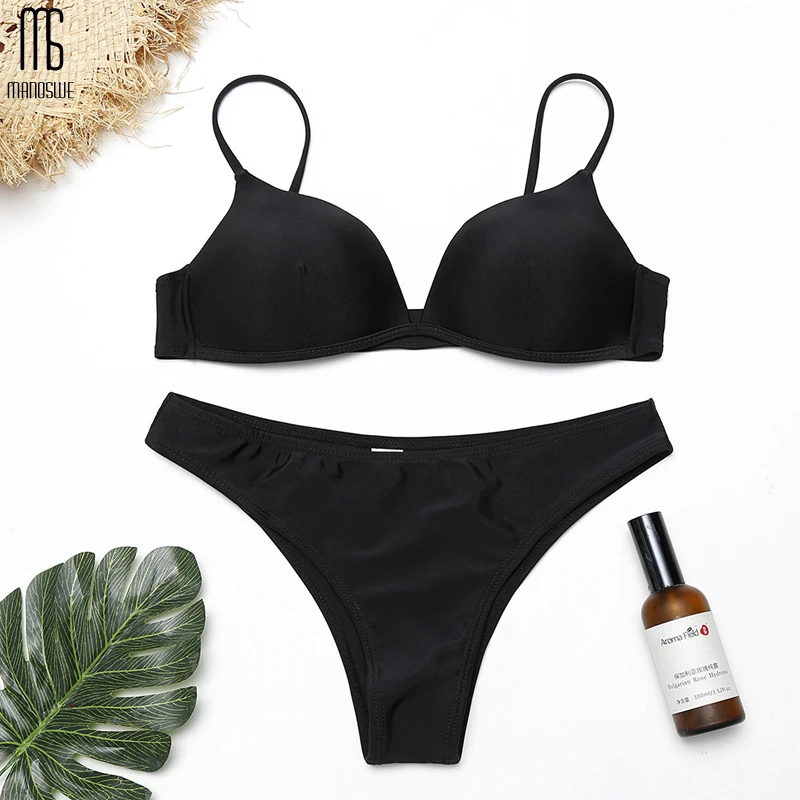 Manoswe черный с принтом сексуальный бандажный купальник набор 2019 новинка женский