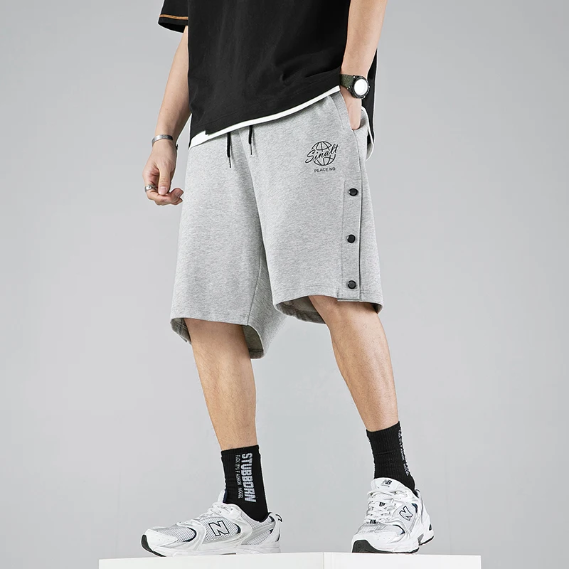 

LZCHENG 2021 summer new sports shorts male printing side-breasted five-point casual pants