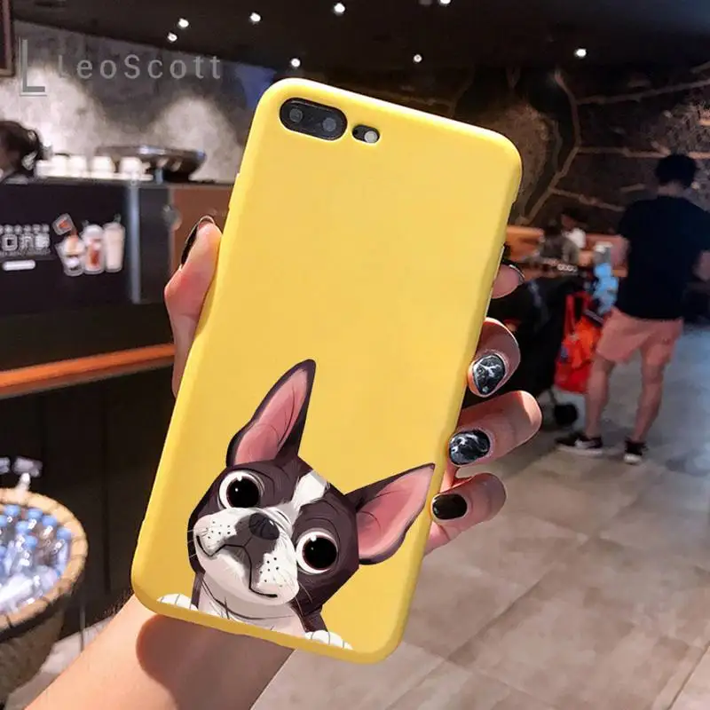 

Dog French Bulldog Phone Case Yellow Candy Color for iPhone 6 7 8 11 12 s mini pro X XS XR MAX Plus